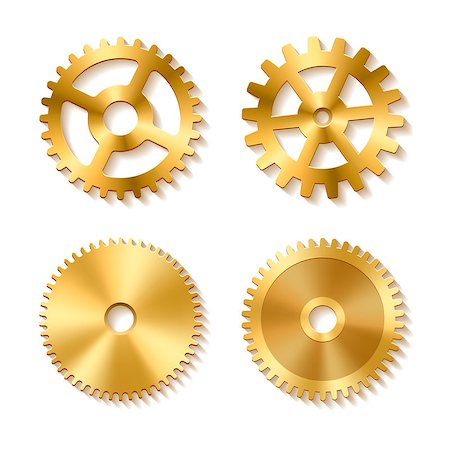 simsearch:400-09089843,k - Set of realistic golden gears isolated on a white background. Vector illustration Stock Photo - Budget Royalty-Free & Subscription, Code: 400-09093854