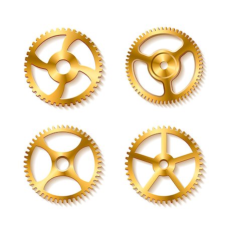 simsearch:400-09089843,k - Set of realistic golden gears isolated on a white background. Vector illustration Stock Photo - Budget Royalty-Free & Subscription, Code: 400-09093853