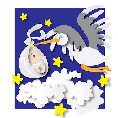 simsearch:400-07102630,k - This file represents a night where a stork delivery a newborn Foto de stock - Super Valor sin royalties y Suscripción, Código: 400-09093923