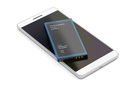 simsearch:400-06429921,k - Smartphone with spare Lithium-ion battery on white background Stockbilder - Microstock & Abonnement, Bildnummer: 400-09093936