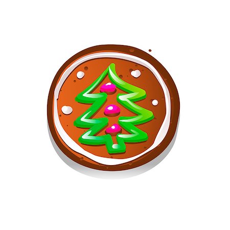 Cute gingerbread cookies for christmas with a Christmas tree. Isolated on white background. Vector illustration. Stock Photo - Budget Royalty-Free & Subscription, Code: 400-09093995