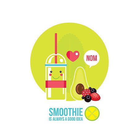 simsearch:400-08977333,k - Fresh summer drink Smoothie Juice Cocktail with avocado and greens Vector illustration Stock Photo - Budget Royalty-Free & Subscription, Code: 400-09108208