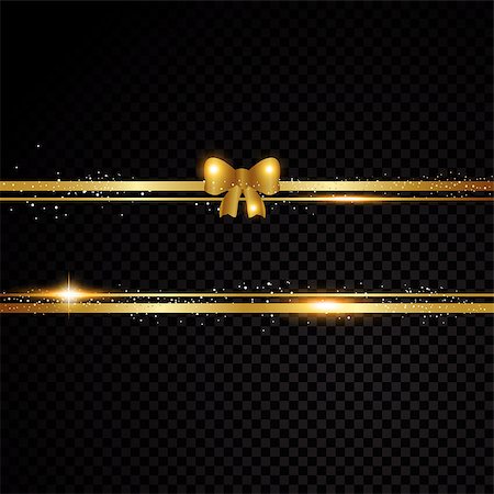 simsearch:400-09081846,k - Two golden lines with bow. Isolated on black transparent background. Vector illustration banner Stock Photo - Budget Royalty-Free & Subscription, Code: 400-09108265