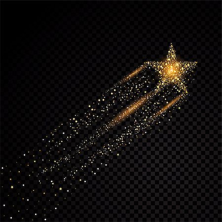 Gold glittering spiral star dust trail sparkling particles on transparent background. Space comet tail. Vector glamour fashion illustration set Stock Photo - Budget Royalty-Free & Subscription, Code: 400-09108269