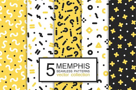 Collection of swatches memphis patterns - seamless design. Fashion 80-90s. Abstract trendy vector backgrounds. Fotografie stock - Microstock e Abbonamento, Codice: 400-09108339