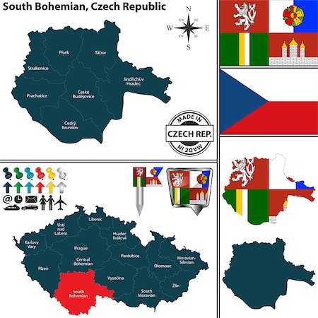simsearch:400-07624852,k - Vector map of South Bohemian region and location on Czech map Photographie de stock - Aubaine LD & Abonnement, Code: 400-09108377