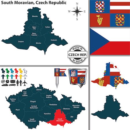 simsearch:400-07624852,k - Vector map of South Moravian region and location on Czech map Photographie de stock - Aubaine LD & Abonnement, Code: 400-09108378