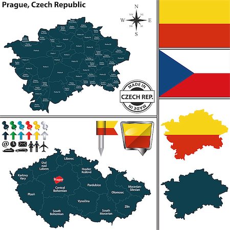 simsearch:400-07624848,k - Vector map of state Prague and location on Czech map Foto de stock - Royalty-Free Super Valor e Assinatura, Número: 400-09108373