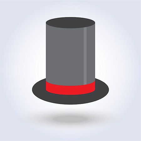 Black top hat cylinder with red ribbon, flat style. Vector illustration Stock Photo - Budget Royalty-Free & Subscription, Code: 400-09108388