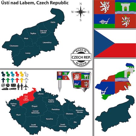simsearch:400-07624852,k - Vector map of Usti nad Labem region and location on Czech map Photographie de stock - Aubaine LD & Abonnement, Code: 400-09108380
