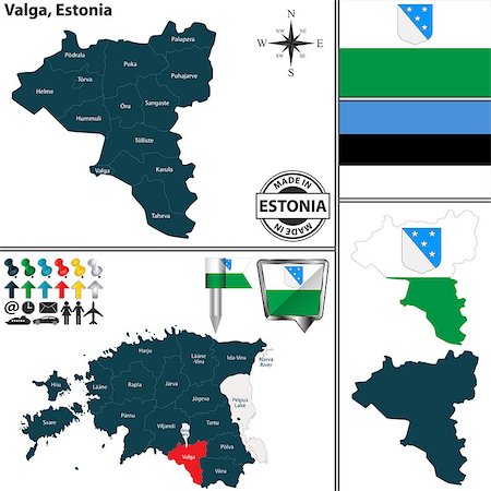 simsearch:400-07624848,k - Vector map of Valga region and location on Estonian map Foto de stock - Royalty-Free Super Valor e Assinatura, Número: 400-09108381