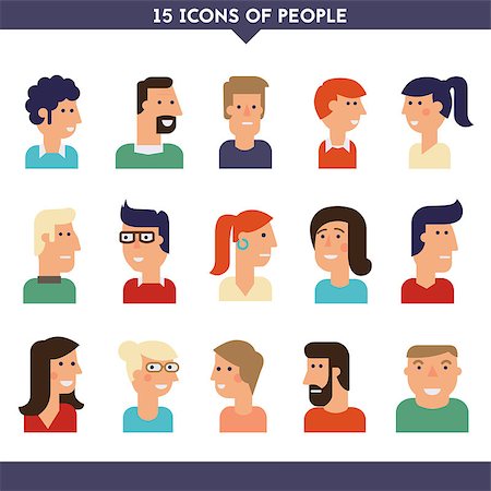 simsearch:400-07954648,k - Vector set of material cartoon avatars. Characters for web Stock Photo - Budget Royalty-Free & Subscription, Code: 400-09108401