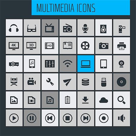 simsearch:400-08504827,k - Trendy flat design big Multimedia icons set Foto de stock - Super Valor sin royalties y Suscripción, Código: 400-09108438