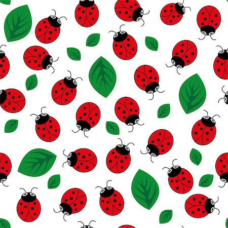 simsearch:400-09108602,k - Ladybug with green leaves seamless pattern art background. Vector illustration Stock Photo - Budget Royalty-Free & Subscription, Code: 400-09108475
