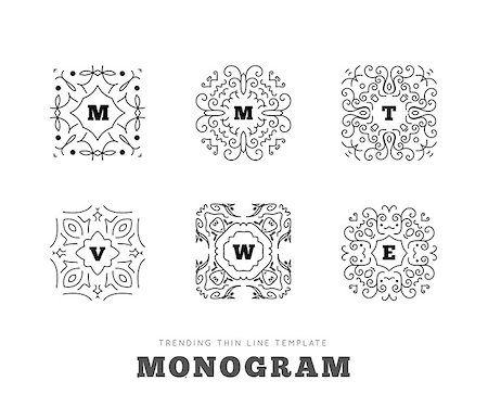 Monogram series with letters on white background. Vector illustration Stock Photo - Budget Royalty-Free & Subscription, Code: 400-09108477