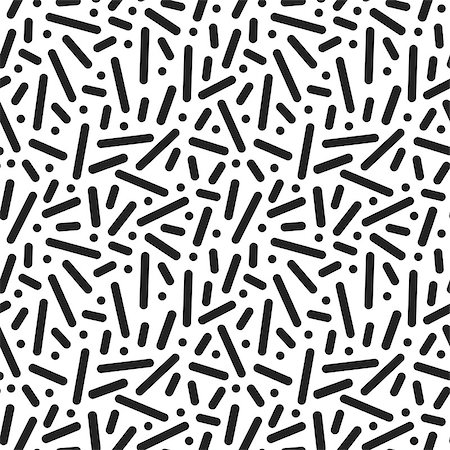 Retro memphis pattern - seamless trendy background. Fashion 80-90s. Dash mosaic black and white texture. Fotografie stock - Microstock e Abbonamento, Codice: 400-09108681