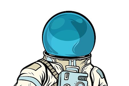Portrait of astronaut helmet isolated on white background. Pop art retro vector illustration Stock Photo - Budget Royalty-Free & Subscription, Code: 400-09108716