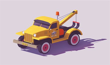 Vector low poly detailed classic yellow tow truck Stock Photo - Budget Royalty-Free & Subscription, Code: 400-09108743