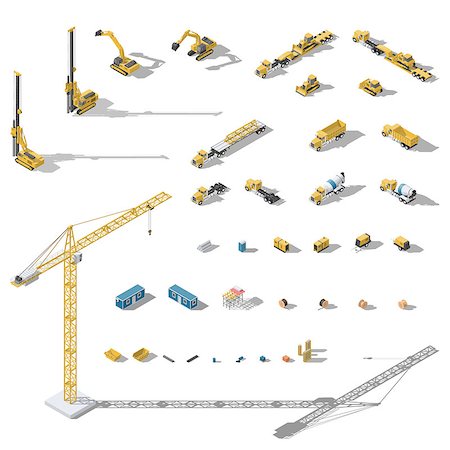 simsearch:400-09153165,k - Construction machinery and equipment lowpoly isometric icon set vector graphic illustration Photographie de stock - Aubaine LD & Abonnement, Code: 400-09108775