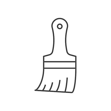 paint line brushes - Paint brush outline icon on white Stock Photo - Budget Royalty-Free & Subscription, Code: 400-09108857