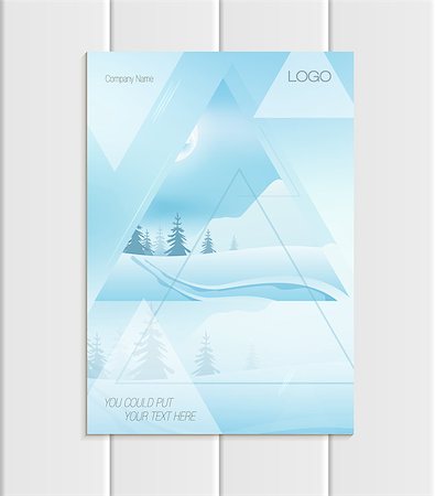 Stock vector brochure A4 or A5 format design Christmas templates with abstract triangles winter landscape New Year 2018 full moon night background for printed material, element, card, corporate style Stock Photo - Budget Royalty-Free & Subscription, Code: 400-09108925