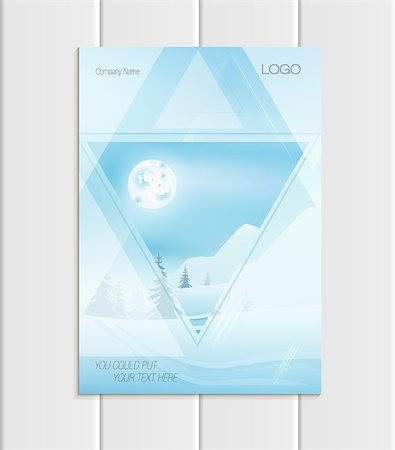 Stock vector brochure A4 or A5 format design Christmas templates with abstract triangles winter landscape New Year 2018 full moon night background for printed material, element, card, corporate style Stock Photo - Budget Royalty-Free & Subscription, Code: 400-09108926