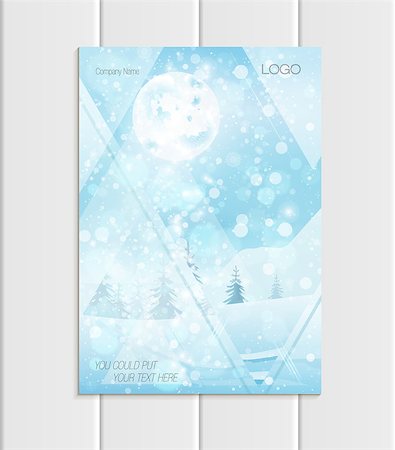 Stock vector brochure A4 or A5 format design Christmas templates with abstract triangles winter landscape New Year 2018 full moon night background for printed material, element, card, corporate style Stock Photo - Budget Royalty-Free & Subscription, Code: 400-09108928