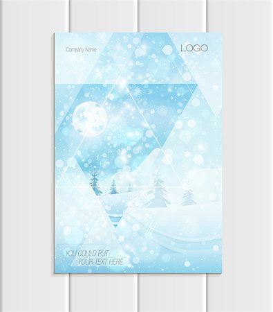 Stock vector brochure A4 or A5 format design Christmas templates with abstract triangles winter landscape New Year 2018 full moon night background for printed material, element, card, corporate style Stock Photo - Budget Royalty-Free & Subscription, Code: 400-09108929