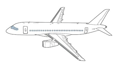 Vector illustration in style of technical drawing of modern russian airliner Foto de stock - Royalty-Free Super Valor e Assinatura, Número: 400-09108946