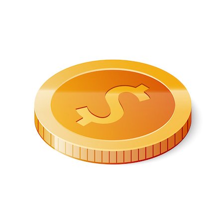 Gold dollar coin icon isolated on white background. Isometric vector illustration. Stockbilder - Microstock & Abonnement, Bildnummer: 400-09108940