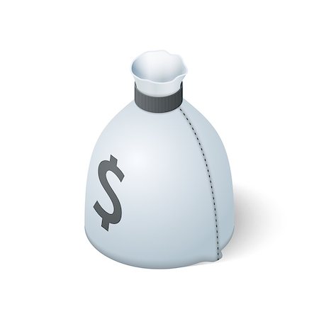 Money bag isolated on white background. Isometric vector illustration. Stockbilder - Microstock & Abonnement, Bildnummer: 400-09108942