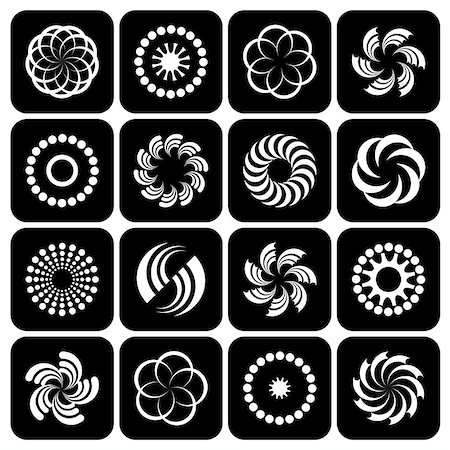 simsearch:400-07986691,k - Design elements set. Circle and rotation shapes. Abstract icons. Vector art. Fotografie stock - Microstock e Abbonamento, Codice: 400-09108966