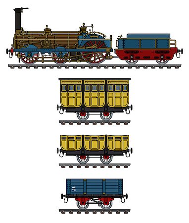 simsearch:400-08615636,k - The hand drawing of a historical steam train Photographie de stock - Aubaine LD & Abonnement, Code: 400-09108971