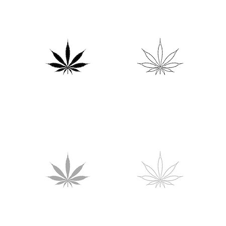 Cannabis (marijuana) leaf black and grey set icon . Flat style . Stock Photo - Budget Royalty-Free & Subscription, Code: 400-09109132