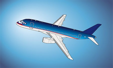 Vector illustration in style of technical drawing of modern russian airliner Foto de stock - Royalty-Free Super Valor e Assinatura, Número: 400-09109153