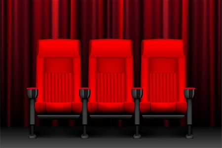simsearch:400-07055954,k - Cinema show design with red empty seats. Poster for concert, party, theater. Chairs for cinema theater. vector illustration EPS 10 Stockbilder - Microstock & Abonnement, Bildnummer: 400-09109168