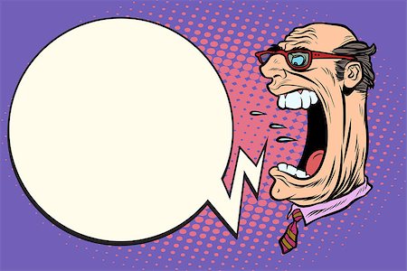 frustrated cartoon faces - Angry boss screaming, the giant head. Pop art retro vector illustration Stock Photo - Budget Royalty-Free & Subscription, Code: 400-09109209