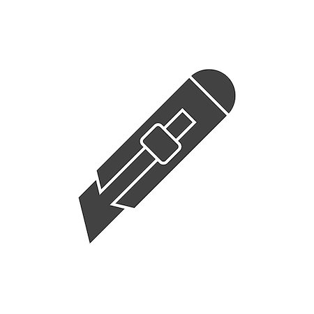 simsearch:400-05036060,k - Stationery knife black icon on white Stock Photo - Budget Royalty-Free & Subscription, Code: 400-09109378