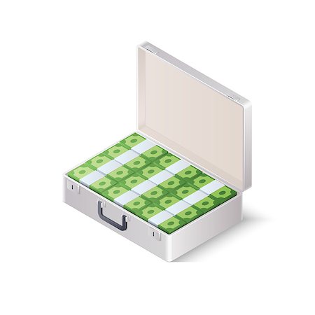 Case full of money. Isometric vector illustration. Stockbilder - Microstock & Abonnement, Bildnummer: 400-09109384