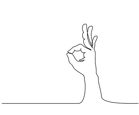 fingers outline drawing - Continuous line drawing. Hand in ok sign on a white isolated background. Vector illustration Stock Photo - Budget Royalty-Free & Subscription, Code: 400-09109415