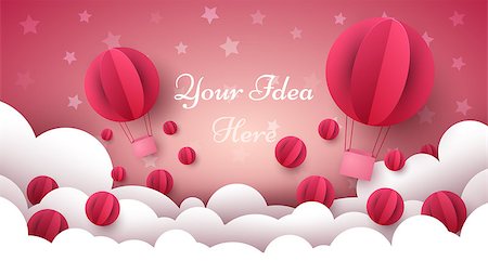 Valentine s Day illustration. Air balloon, heart, cloud Vector eps 10 Stock Photo - Budget Royalty-Free & Subscription, Code: 400-09109453