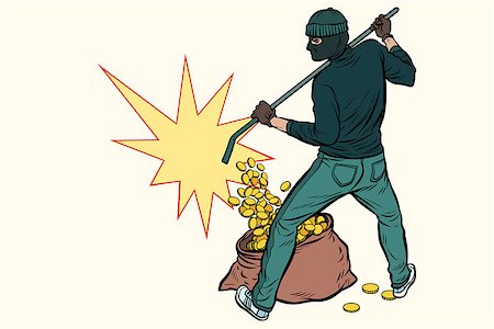 thief with bag of money. Pop art retro vector illustration Stock Photo - Budget Royalty-Free & Subscription, Code: 400-09109623