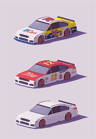 supercar - Vector low poly stock car racing cars in different liveries Stock Photo - Budget Royalty-Free & Subscription, Code: 400-09109666
