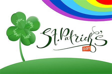 simsearch:400-08039008,k - St. Patrick's day text greeting card and luck leaf clover. Vector cartoon illustration Photographie de stock - Aubaine LD & Abonnement, Code: 400-09109660