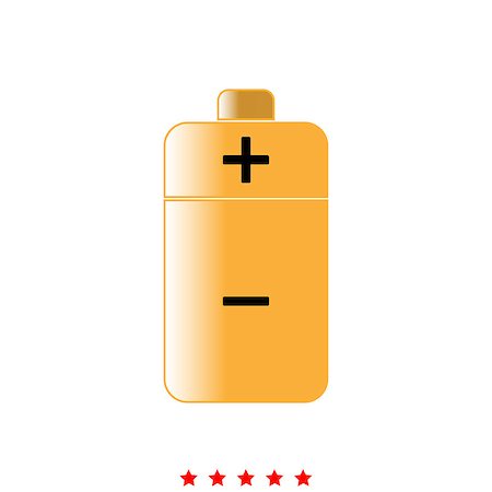 Battery it is icon . Flat style . Stock Photo - Budget Royalty-Free & Subscription, Code: 400-09109680
