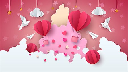 Love balloon illustration. Valentine s Day. Cloud, star, sky Vector eps 10 Stock Photo - Budget Royalty-Free & Subscription, Code: 400-09109698