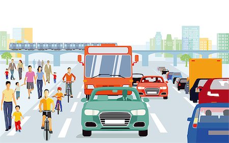 simsearch:400-08998747,k - City with pedestrians, cyclists in traffic Stockbilder - Microstock & Abonnement, Bildnummer: 400-09109724