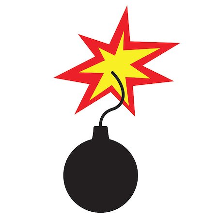 dynamite spark - Bomb icon flat style isolated on white. Vector illustration Stock Photo - Budget Royalty-Free & Subscription, Code: 400-09109865