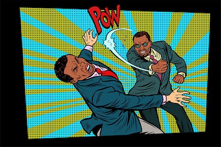 beating two fighting men, strong punch. Pop art retro vector illustration hand drawn comic cartoon Stock Photo - Budget Royalty-Free & Subscription, Code: 400-09109873