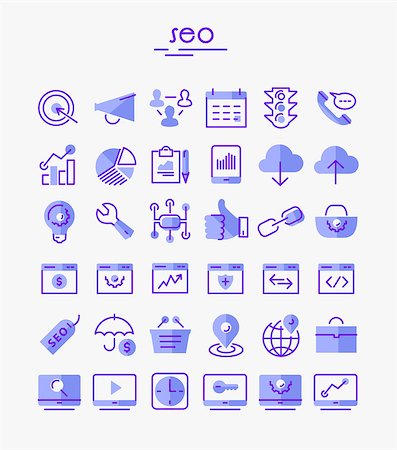 Vector set of trendy inline bold SEO icons Stock Photo - Budget Royalty-Free & Subscription, Code: 400-09109918